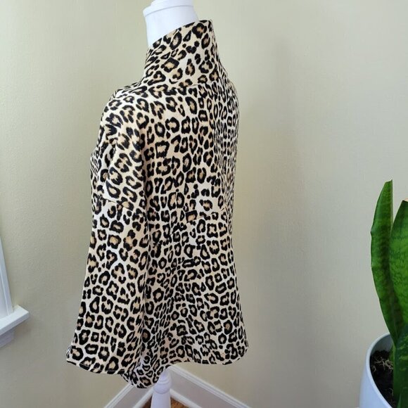 Chico's Animal-Print Mock-Neck Top SZ S 3/4 Sleeve Straight Hip Length Hem - Picture 7 of 15